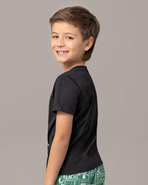 Camiseta manga corta infantil con estampado en frente#color_092-gris
