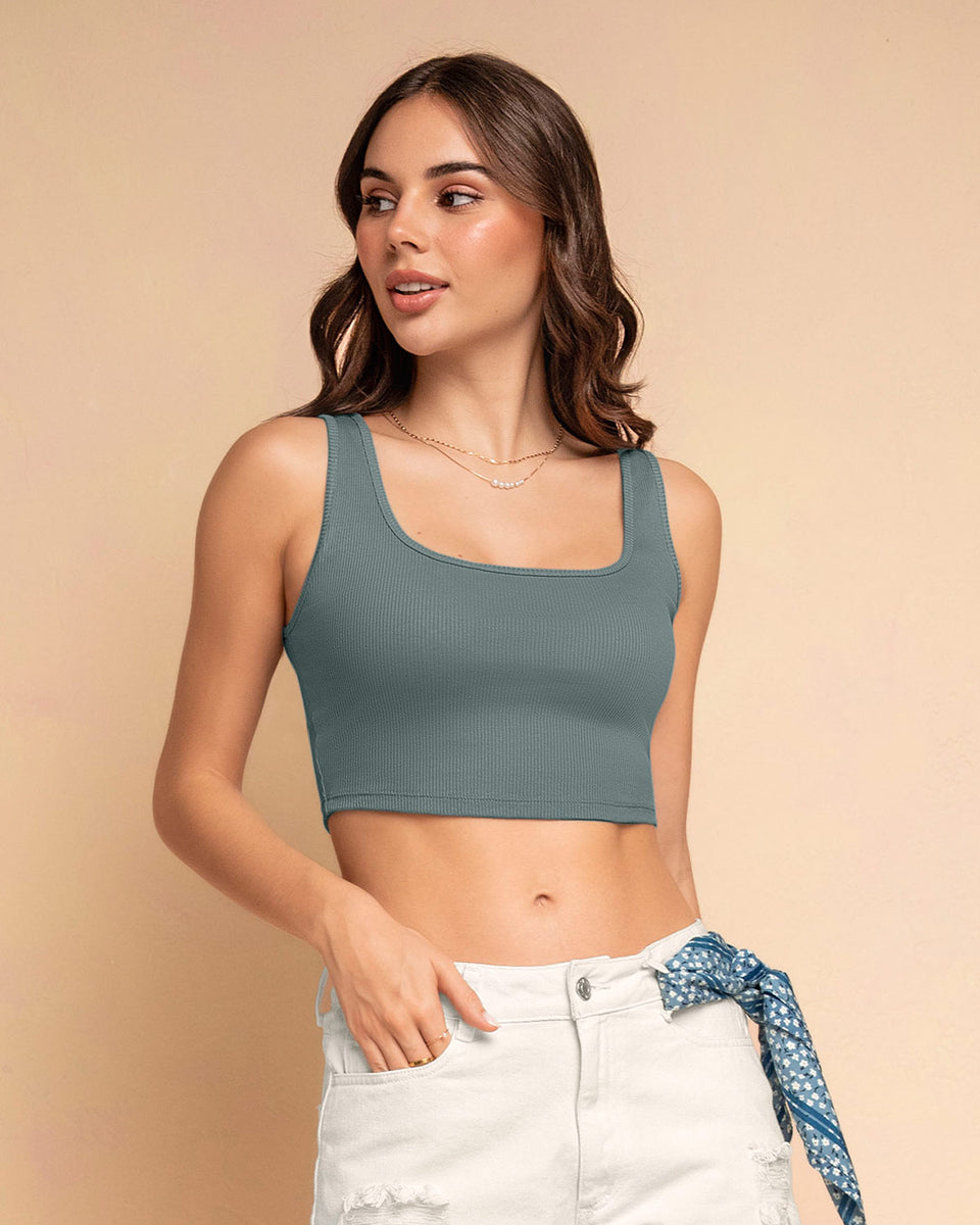 Camiseta manga sisa crop top en tejido acanalado