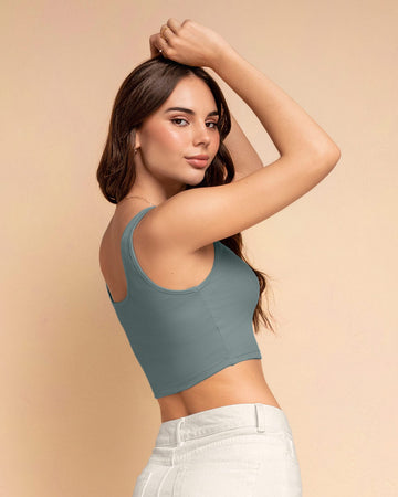 Camiseta manga sisa crop top en tejido acanalado#color_508-azul-gris-ceo