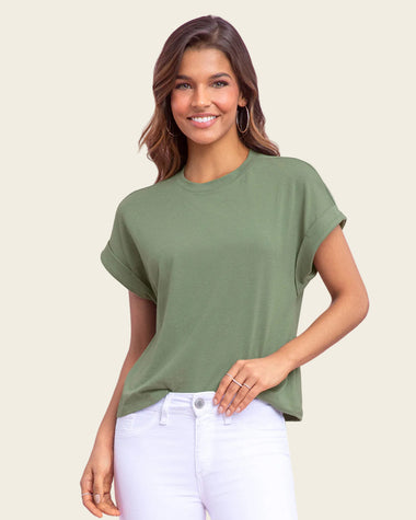 Camiseta con cuello redondo#color_c45-verde