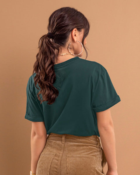 Camiseta básica manga corta con estampado#color_171-verde