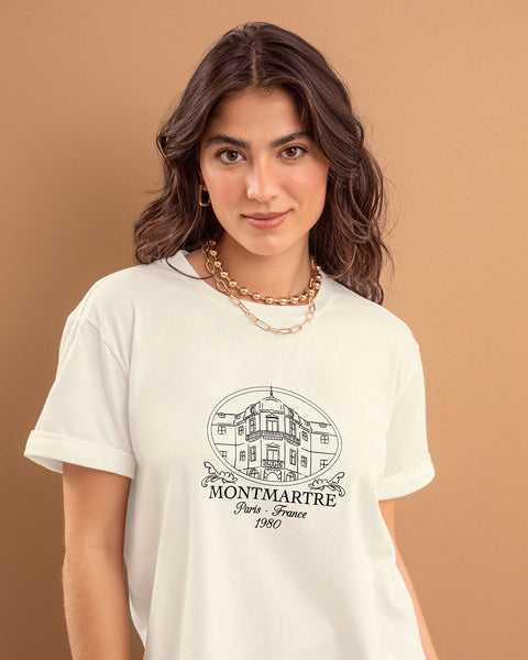 Camiseta básica manga corta con estampado#color_191-marfil