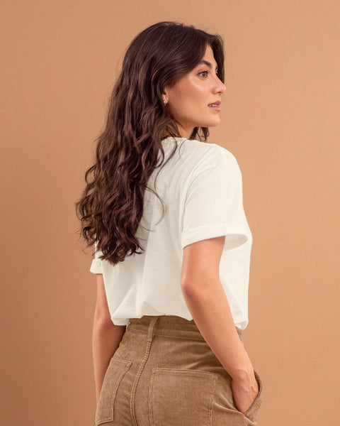 Camiseta básica manga corta con estampado#color_191-marfil