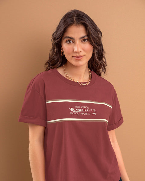 Camiseta básica manga corta con estampado#color_221-terracota