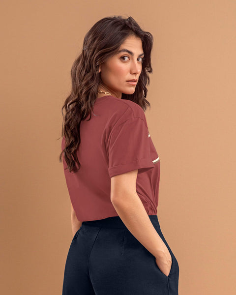 Camiseta básica manga corta con estampado#color_221-terracota