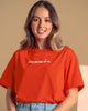 Camiseta manga corta estampada con cuello redondo en rib#color_203-naranja