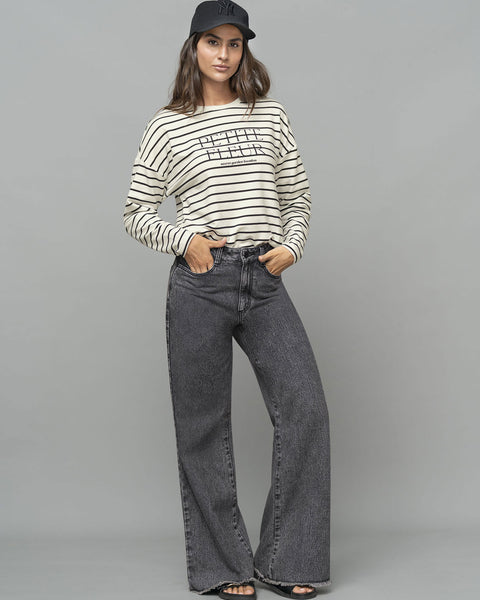 Pantalón tiro alto bota recta con bolsillo tipo cargo#color_092-gris