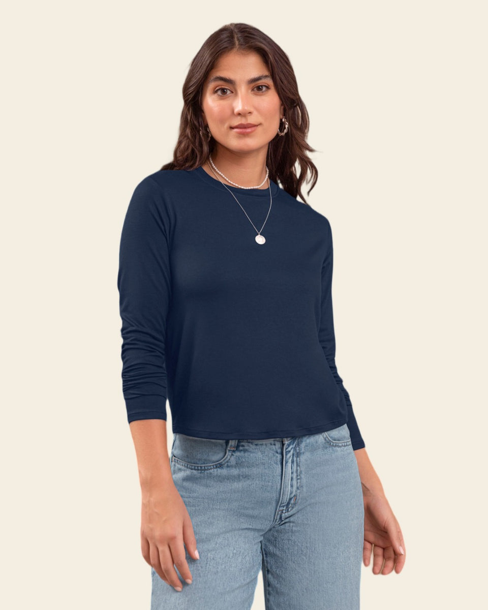 Camiseta manga larga básica en tejido de punto