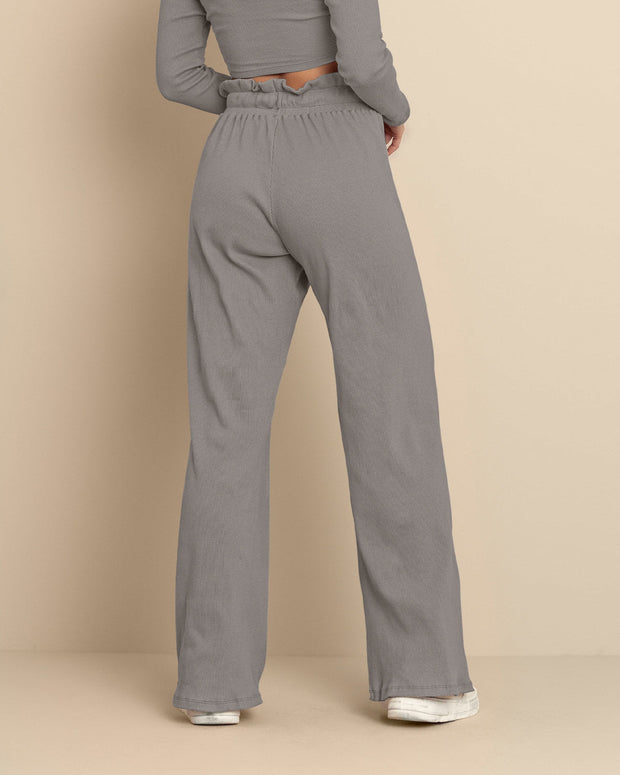 Pantalón largo con cordón en cintura#color_248-gris