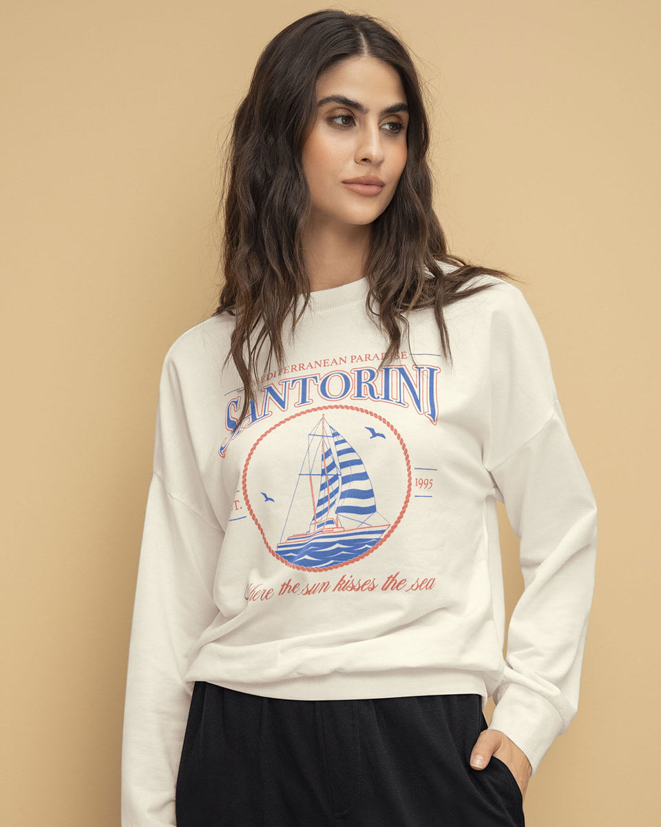 Camiseta manga larga cuello redondo con estampado