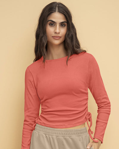 Camiseta manga larga con cordones ajustables#color_279-coral