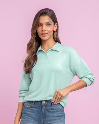 Camiseta manga larga tipo polo para mujer#color_198-verde-medio-menta
