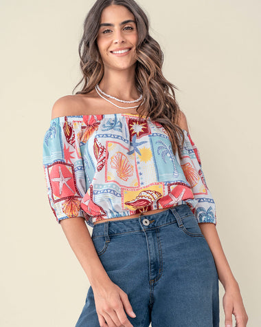 Blusa strapless estampada#color_145-estampado-marino