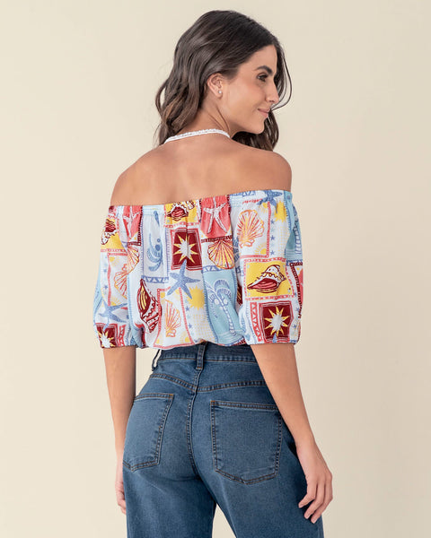 Blusa strapless estampada#color_145-estampado-marino