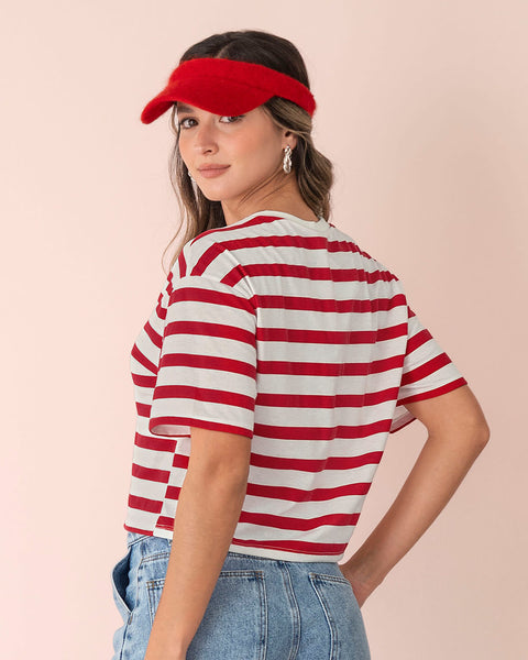 Camiseta manga corta silueta amplia#color_146-rayas-rojas-gruesas