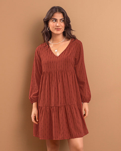 Vestido con corte tipo farol#color_349-vino