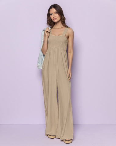 Enterizo largo con nido de abeja y bota amplia#color_084-arena