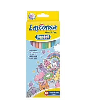 Lápiz colores pastel largos x 10 triangular layconsa#color_000-surtido-colores