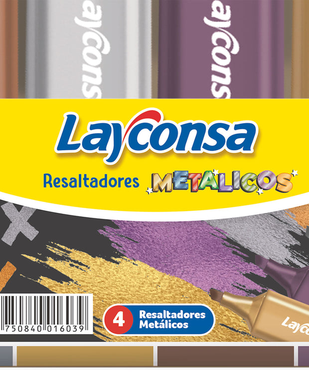 Resaltadores metálicos estuche x4 layconsa#color_000-surtido-metalico