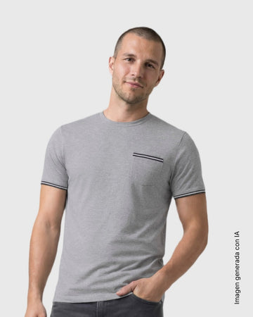 Camiseta con detalle tejido en bolsillo y mangas#color_c78-azul-gris-ceo