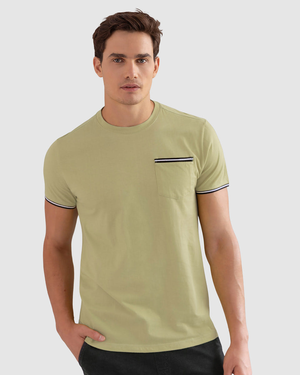 Camiseta manga corta con mangas tejidas