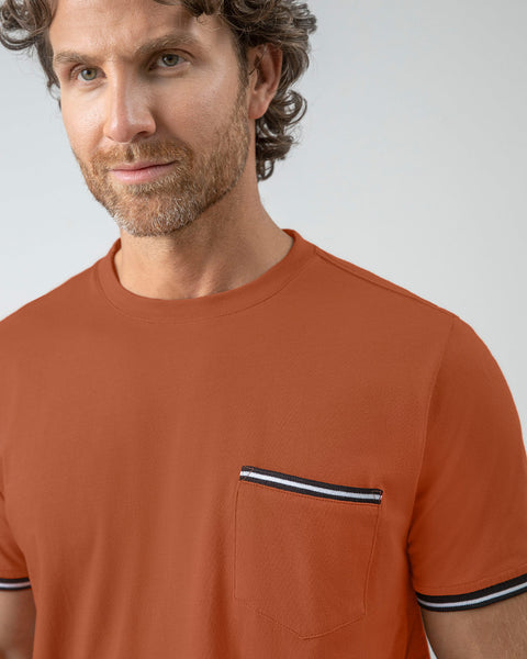 Camiseta manga corta con detalle tejido en mangas#color_a89-terracota