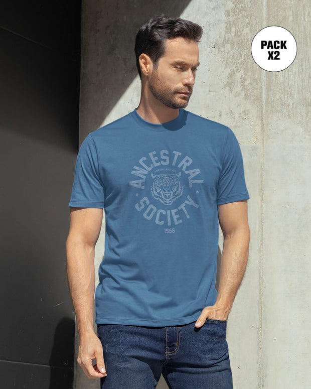 Paquete x2 camiseta manga corta y camiseta manga larga#color_992-azul-gris