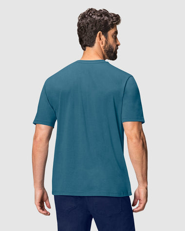 Camiseta manga corta con estampado localizado y cuello redondo#color_505-azul-medio
