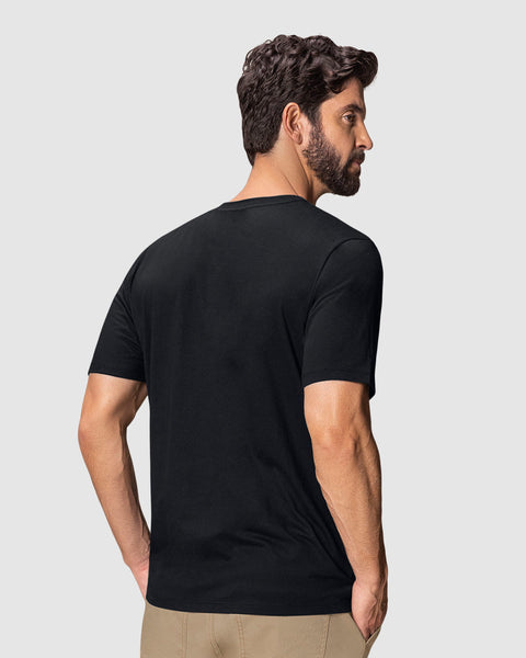 Camiseta manga corta con estampado localizado y cuello redondo#color_700-negro