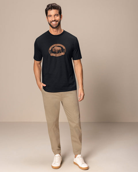 Camiseta manga corta con estampado localizado y cuello redondo#color_700-negro