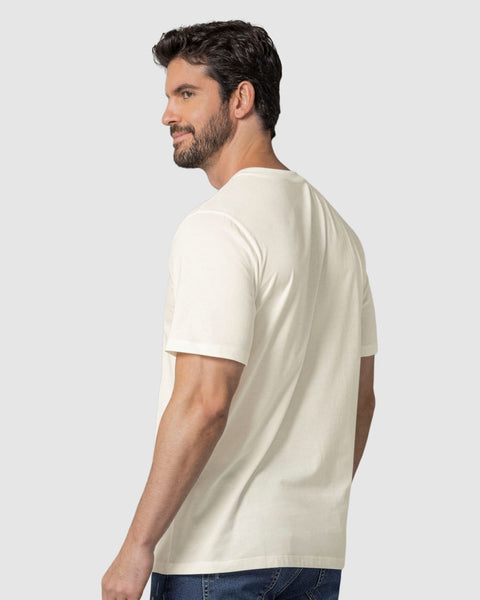 Camiseta manga corta con estampado localizado y cuello redondo#806-marfil