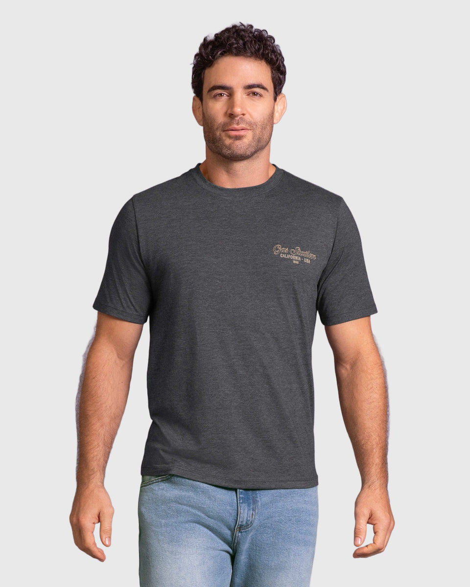 Camiseta manga corta con estampado localizado y cuello redondo