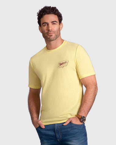 Camiseta manga corta con estampado localizado y cuello redondo#color_c72-amarillo-claro