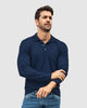 Camiseta tipo polo manga larga con bordado en frente#color_535-azul