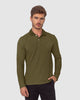 Camiseta tipo polo manga larga con bordado en frente#color_617-verde-oliva