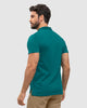 Camiseta tipo polo con botones  funcionales  con mangas y cuello tejido#color_063-verde-azul