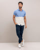 Camisa manga corta con botones  funcionales y bloques de color#color_517-azul-blanco