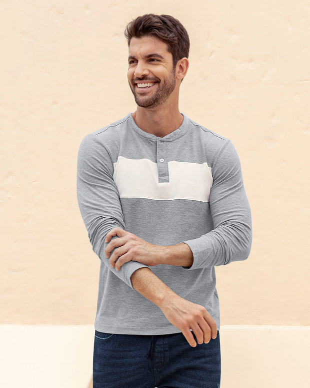 Camiseta manga larga con botones  funcionales y cuello redondo#color_071-gris
