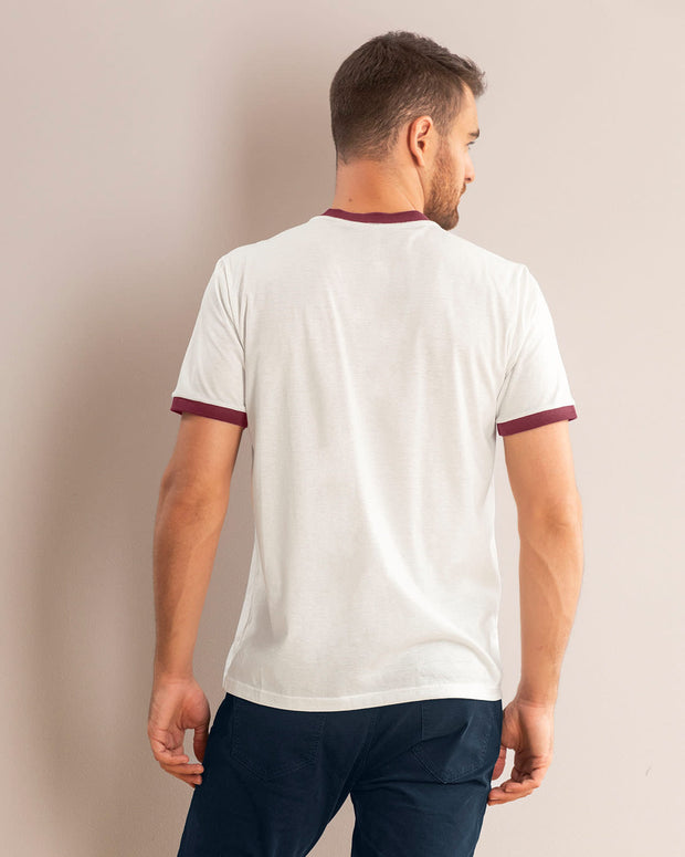Camiseta manga corta con cuello y mangas en contraste#color_000-blanco
