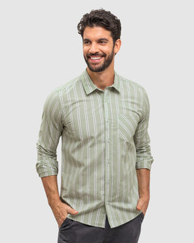 Camisa de botones estampada#color_603-raya-verde