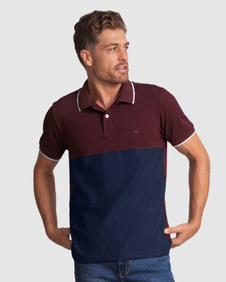Camiseta tipo polo bloque de color#color_059-azul-vino