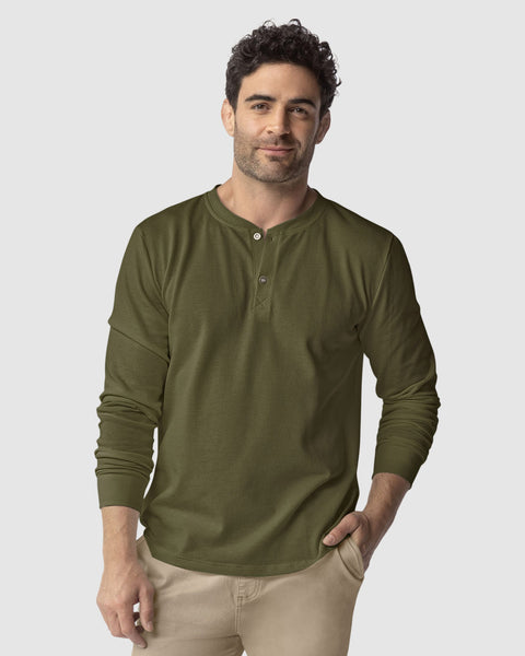 Camiseta manga larga elaborada en tela con textura#color_601-verde-taupe