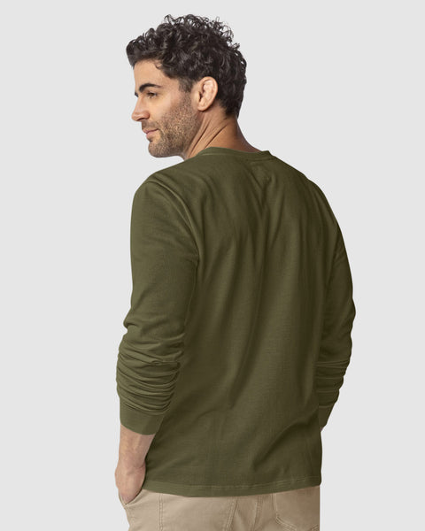 Camiseta manga larga elaborada en tela con textura#color_601-verde-taupe