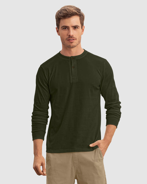 Camiseta manga larga cuello henley#color_a91-verde-militar