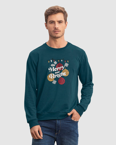 Camiseta manga larga con estampado navideño para hombre#color_063-verde-botella