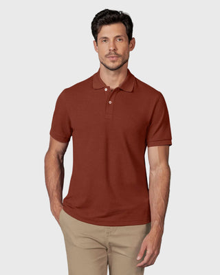 Camiseta polo manga corta con botones funcionales#color_c21-terracota-oscuro