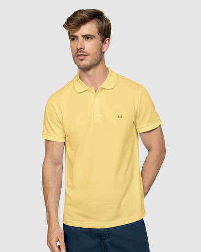 Camiseta tipo polo manga corta masculina#color_019-amarillo-pastel