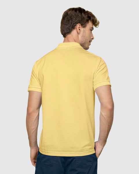 Camiseta tipo polo manga corta masculina#color_019-amarillo-pastel