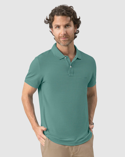Camiseta tipo polo manga corta masculina#color_063-verde-azul-palido