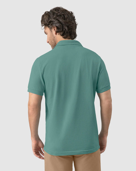 Camiseta tipo polo manga corta masculina#color_063-verde-azul-palido